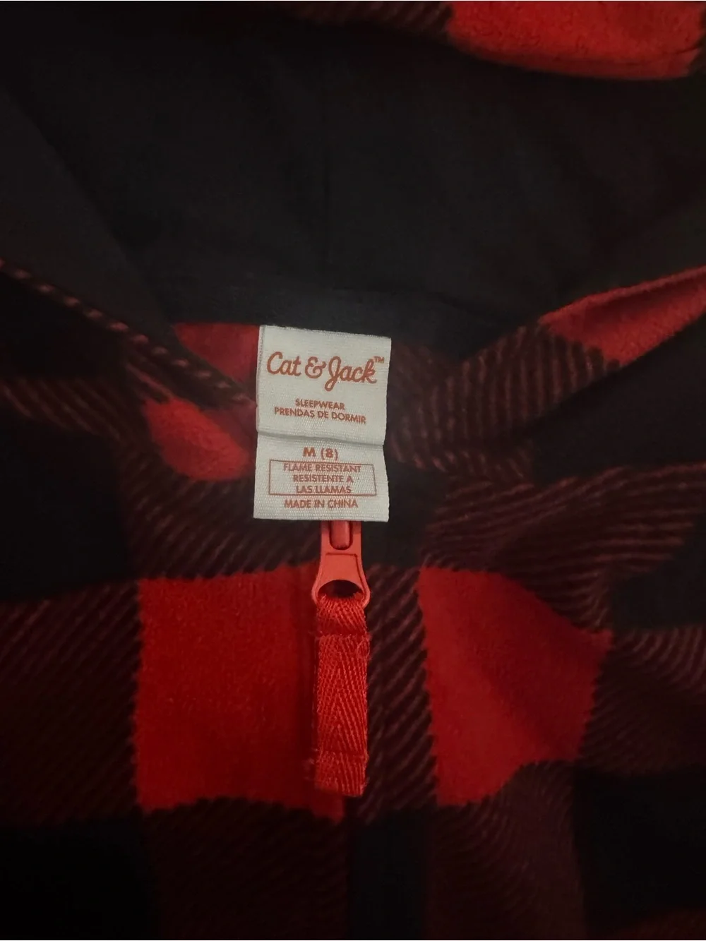 Cat & Jack Red and Black Buffalo Plaid reindeer onesie